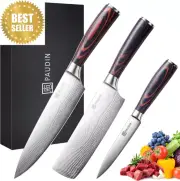 3-Piece Kitchen Knife Set Professional Ultra Sharp Blades Wooden Handle Knives