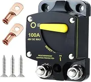 KGDSFG 100 Amp Marine Circuit Breaker Resettable 100A with Manual Reset Switch Button for Boat Trolling RV Yacht, 12V - 48V DC