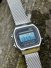 Blue Lagoon Mesh – Modified Watch Based on Casio A168 – Lagoon Blue Screen, Weig