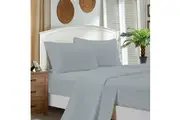 Super Soft King Size Bed Soft Flat & Fitted Sheet Set Silver