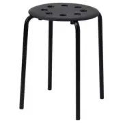 IKEA MARIUS Stool, Black 17 3/4" Alloy Steel Kitchen Bar Dining Stackable Stool