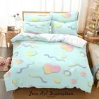 3D Geometry Watercolor Pattern Quilt Cover Set Bedding Sets Pillowcases Queen 3