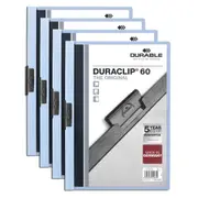4x Durable Duraclip 60-Sheet A4 Document Folder Stationery Paper Organiser BLU