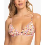 Roxy Juniors Beach Classics Floral Bralette Bikini Top Size L Pastel Peach New