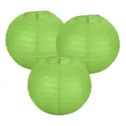 3Pcs Decorative Hanging Round Paper Lanterns 20cm/8", Green