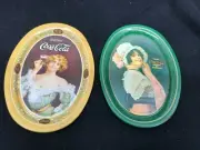 Pair of Vintage 1972 COCA COLA Oval Trays Remake of 1914 DRINK COCA COLA [P1]