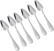 Kichvoe Set of 6 Serrated Fruit Spoons for Scooping Ice Dessert Serving Stainless Steel