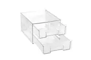 2 x Stackable Organiser 2 Drawer Kitchen Office Multipurpose Storage Container