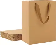 OundarM 12 Pack 28x20x10CM Brown Kraft Thicked Paper Gift Bags with Handle, R...