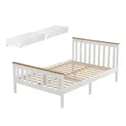 Artiss Bed Frame Double Size Wooden Platform with 2 Storage Drawers White PONY