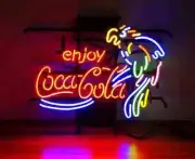 Enjoy Coca Cola Coke Parrot 20"x16" Neon Sign Lamp Light Bar Club Garage Room