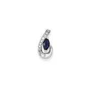 14K White Gold Real Diamond u0026 Sapphire Pendant Slide