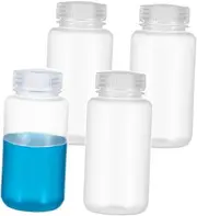 Holibanna 4Pcs Clear Plastic Bottles with Caps for Liquid Storage Heat Resistant Laboratory Containers Secure Sealing for Safe Transport and Easy Identification