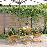 Bistro Set Outdoor Small Garden Table Chairs, Patio Furniture Set Rattan Wicker Piece, Balcony Grey Sets for Porch