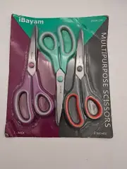 iBayam 8" All Purpose Scissors 3-Pack Ultra Sharp, Comfort-Grip Shears Multi NEW