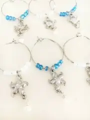 Summer Ocean Theme Handmade Wine Glass Charms Set of 6