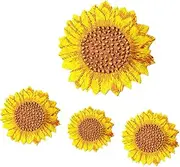 KAILIKETIY 4Pcs Sunflower Design Embroidery Appliques Sewing Patches for DIY Clothes Bright Colors Durable Thread for Fashion Repairs and Creative Projects