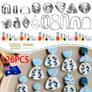 126PCS Polymer Clay Cutters Set for Earring Making W/Earring Cards Hook Backs