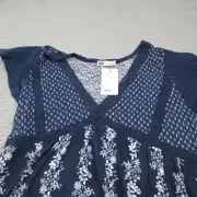 SO Top Womens Large Blue Short Sleeve Light weight Tunic New