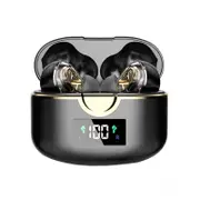 T22 Digital Display Wireless Tws Bluetooth Headphones HiFi Sports in-ear Dual Dynamic Headphones - Black