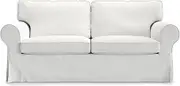 MASTERS OF COVERS Pre Shrunk Cotton Ektorp Loveseat Sofa Cover for IKEA Two Seater Ektorp Slipcover (White)-NOT fit Uppland Series Sofa