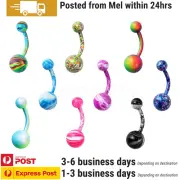 9PCS Belly Ring Surgical Steel Colourful Screw Navel Bars Barbells Body Piercing