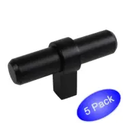 *5 Pack* Cosmas Cabinet Hardware Flat Black Bar Handle T-Knob #181FB