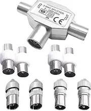 CSLGDMAI TV Aerial Splitter 2 Way, Coaxial TV Antenna Connector with Male and Female Connectors, Cable TV Coaxial Splitter, TV Signal Booster