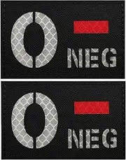 [YOYUMI] Blood Type Patch A- B- AB- O- NEG Black Infrared Reflective Badge Tactical Morale Patch for Backpack Uniform -O-