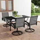 Dining Set Textilene and Steel Furniture Multi Models 3/5/7/9 Piece vidaXL