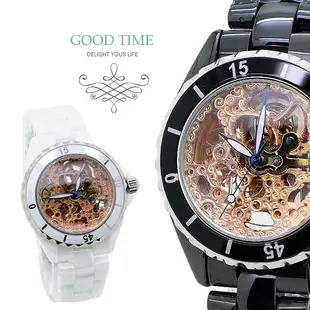 Valentino 范倫鐵諾 高精密全陶瓷自動機械錶-水晶鏡面-黑色白色
