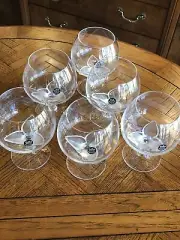 SET 6 New Rosenthal Crystal IRIS (Frost Stem) Brandy Glasses Goblets Snifters.