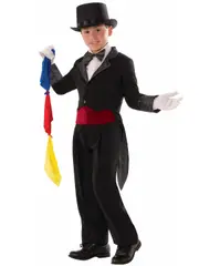 Magician Magic Show Circus Tuxedo Book Week Boys Costume Tailcoat & Scarves