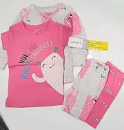 Carter's Baby Girl Snuggle Monster 4pc Pajama Set Pants Cotton s/s l/s 12 Months