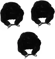 [TENDYCOCO] Fur Ear Hat Beanie with Earflap Russian Hat Beanie Hat Warm Hat with Ears Earflap Hat Beanie with Brim Hunting Hats for Men Mens Ear Warmer Faux Fur Hat Polyester Black
