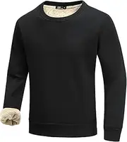 Flygo Mens Warm Thick Sherpa Lined Fleece Crewneck Sweatshirt Pullover Loungewear Underwear Tops