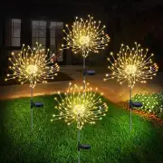 Solar Firework Lights 4 Pack, Solar Powered Garden Fairy Lights for Outdoor Yard