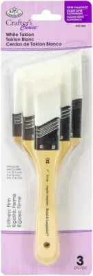 Crafter's Choice White Taklon Large Angle Brush Variety Set 3/Pkg