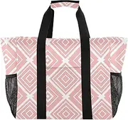 [sanluoli] Large Tote Bag For Women Foldable Beach Totes Bags Waterproof Canvas Laundry Tote Bag, Symmetrical Pink Graphics, 1 size