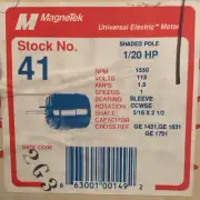 41 Magnetek MOTOR 1/20 HP 1550 RPM 115V, CCWSE, 5/16X2/12" HAFT, 1.3A