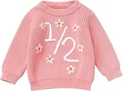 [AWIBMK] Toddler Girls Boys Boho 1st Birthday Outfit Knitted Pullover Sweaters Fall Winter Cake Smash Clothes for Photo Shoot