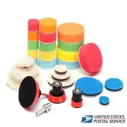 29Pcs 1" 2" 3" Inch Polishing Pad Kit Buffing Buffer Wool Sponge Pad + M14 Wheel