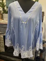 Sundance Alice Blue Peasant Boho Flare Sleeve Kim Gravel Sz XL 3 In Bundle