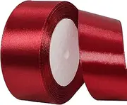 Dark Red Satin Ribbon 40mm,22m Claret Red Hair Ribbon Cake Bows for Gift Wrapping,Polyester Ribbon.Union Jack British Party VJ Day 80th Anniversary Decorations,Birthday Party