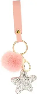 [VALICLUD] Creative Fur Ball Key Chain Pendant with Metal Buckle Adorable Five Pointed Star Shape Lightweight Portable Decorative Bag Accessory for Storing Keys and Gifting