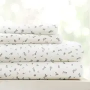 3 Piece Twin Bedding Sheet Set Light Gray Leaves - Sleep Better Than Ever wit...