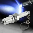 LED Key Chain Spark Plug Keychain Lights Lamp Car Auto Parts Keyring Accessories