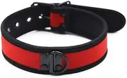 Restraint Bondage Neck Collar Buckle Ring Adjustable Size for Men Women (red)