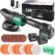 BATOCA S2 Cordless Polisher,LCD Speed Indicator,Dual Action Polisher/Car Polisher,Buffter Polisher,Polishing Kit with 2 x 5000mAh Batteries,125mm Polishing Sponge,Polishing Pad