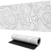 Large Mouse Pad Mat,Topographical Gaming Mouse Pad Long Extended Pad Big Mousepad Keyboard Mat Desk Pad Home Office Decor Accessories for Computer PC Laptop (White)